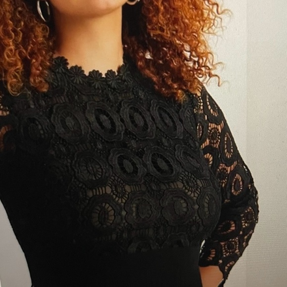 Eloquii Black Lace Evening Dress With Pleated Skirt